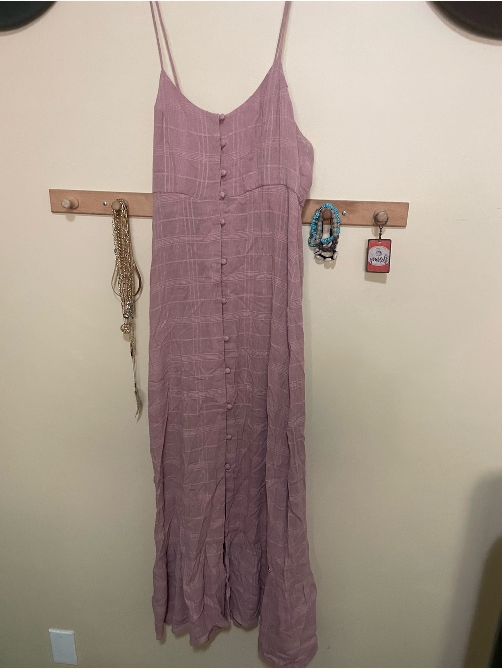 Volcom Mauve Slip Maxi Dress with Front Buttons